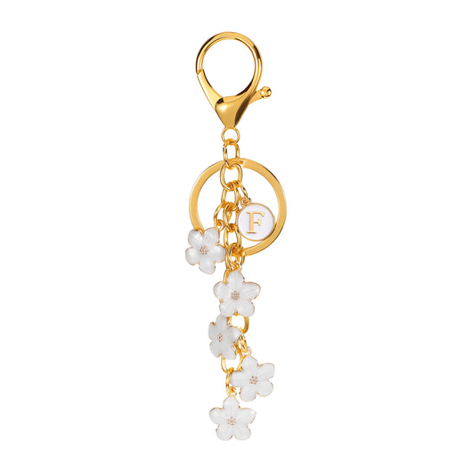 Daisy Flower Initial Letter - Bag Charm (White)